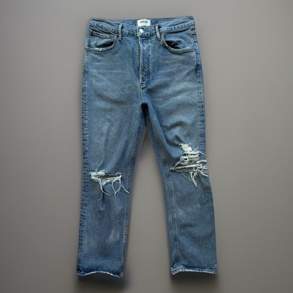 Agolde Riley Crop Jeans Women's 29 Blue High Rise Glam Boho Party New York